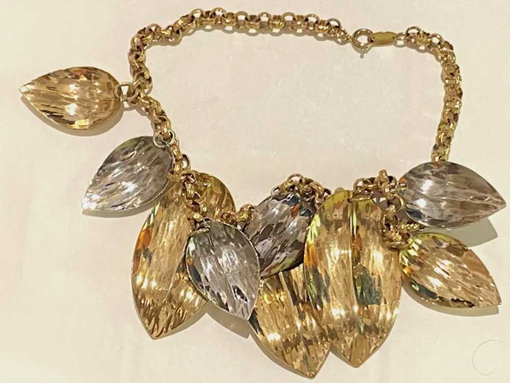 1960s NAPIER Mixed Metals Leaf Necklace Goldtone … - image 4