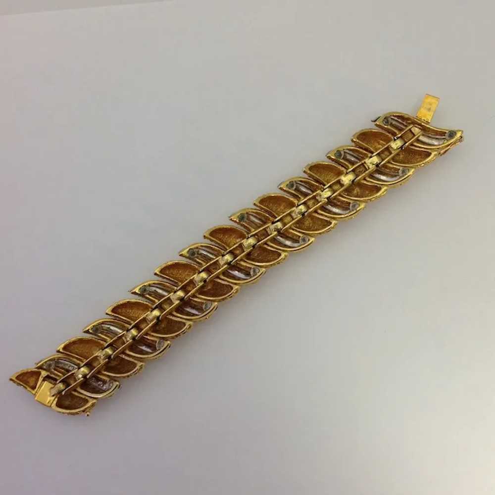 French Large Faux Diamond Gold Tone Bracelet 1970… - image 6