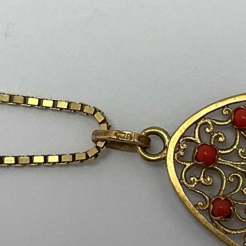Double Sided Coral Hamsa 18K Yellow Gold Hand of … - image 6
