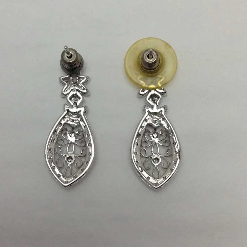 Dangle Diamond Earrings 14K White 1” 0.24cts - image 3