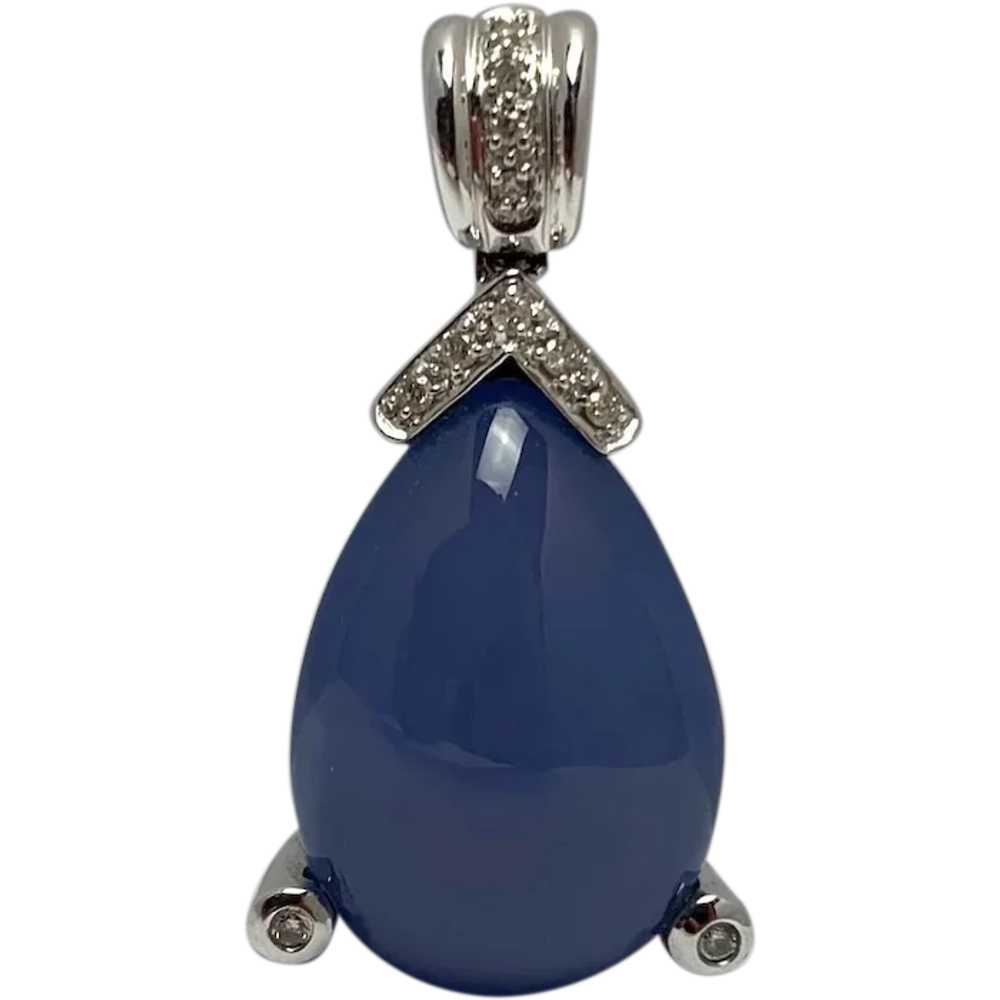 Chalcedony Diamond 14K Pendant Estate - image 1