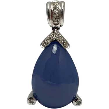 Chalcedony Diamond 14K Pendant Estate - image 1