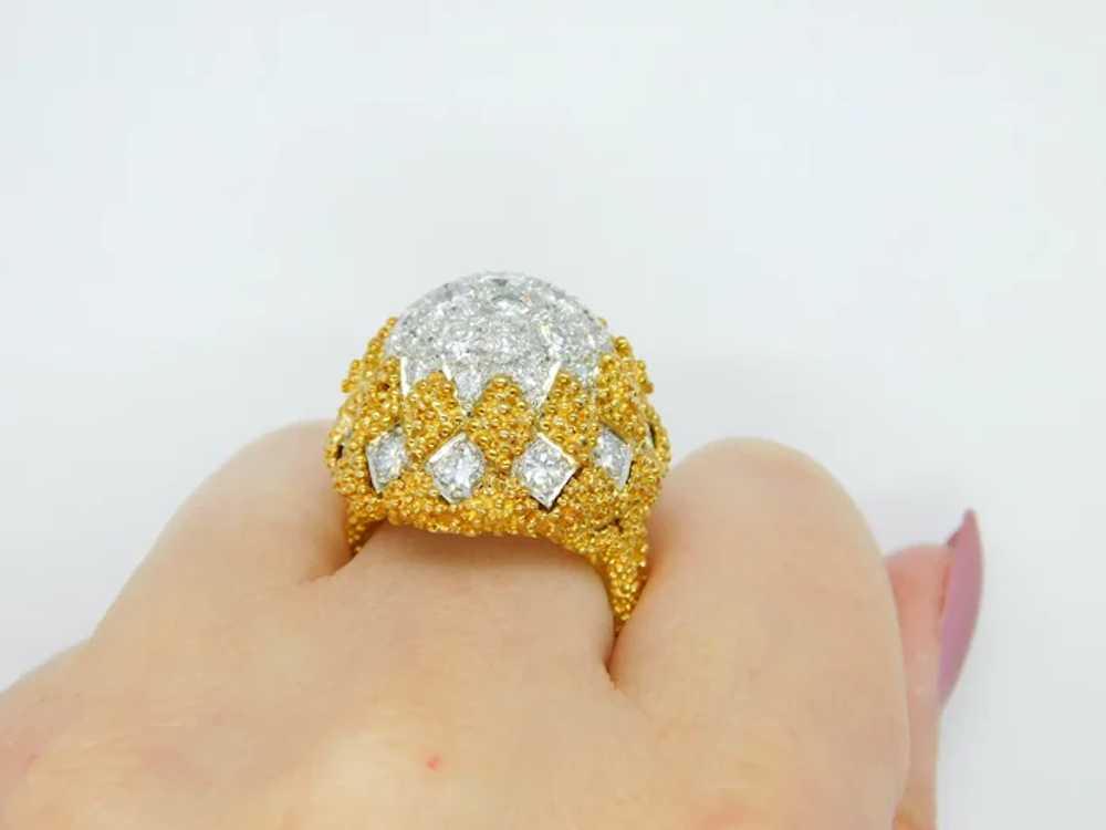 Statement 4.15 ctw Diamond Domed Ring 18k Yellow … - image 10