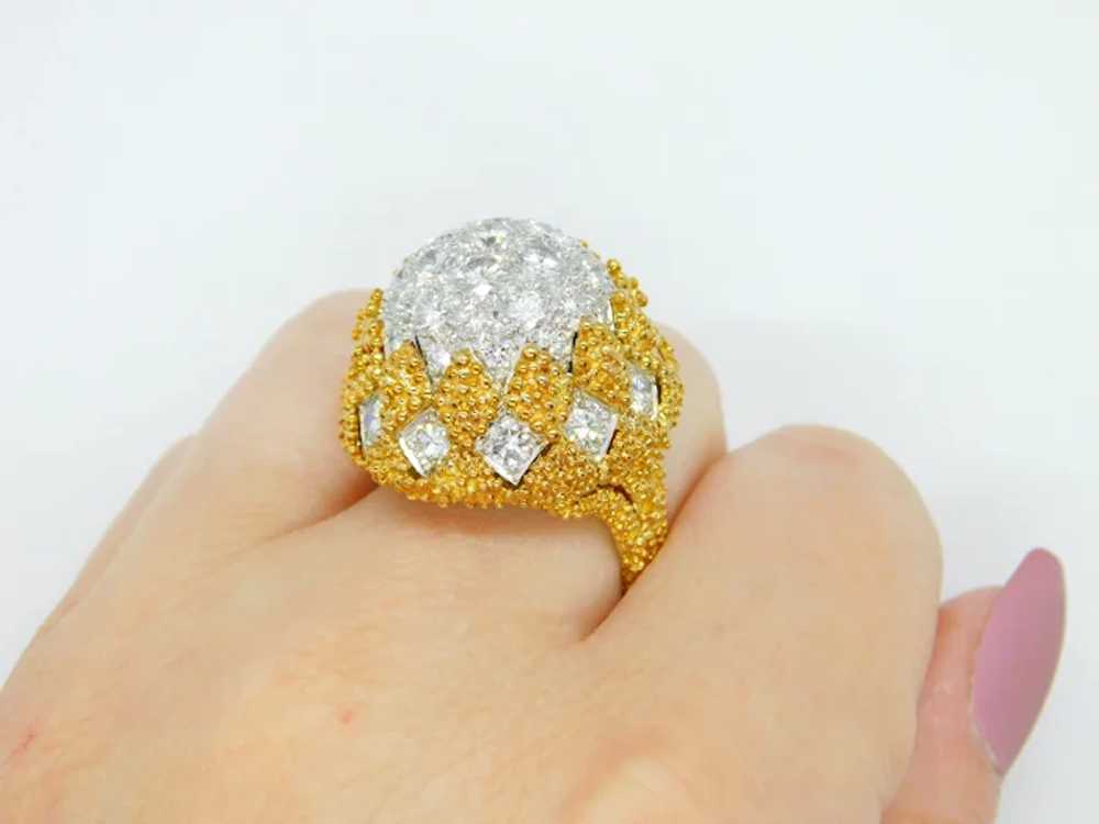 Statement 4.15 ctw Diamond Domed Ring 18k Yellow … - image 11