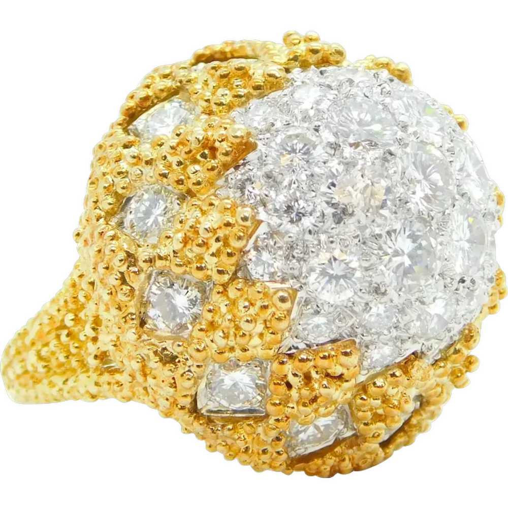 Statement 4.15 ctw Diamond Domed Ring 18k Yellow … - image 1