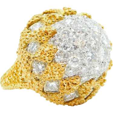 Statement 4.15 ctw Diamond Domed Ring 18k Yellow … - image 1