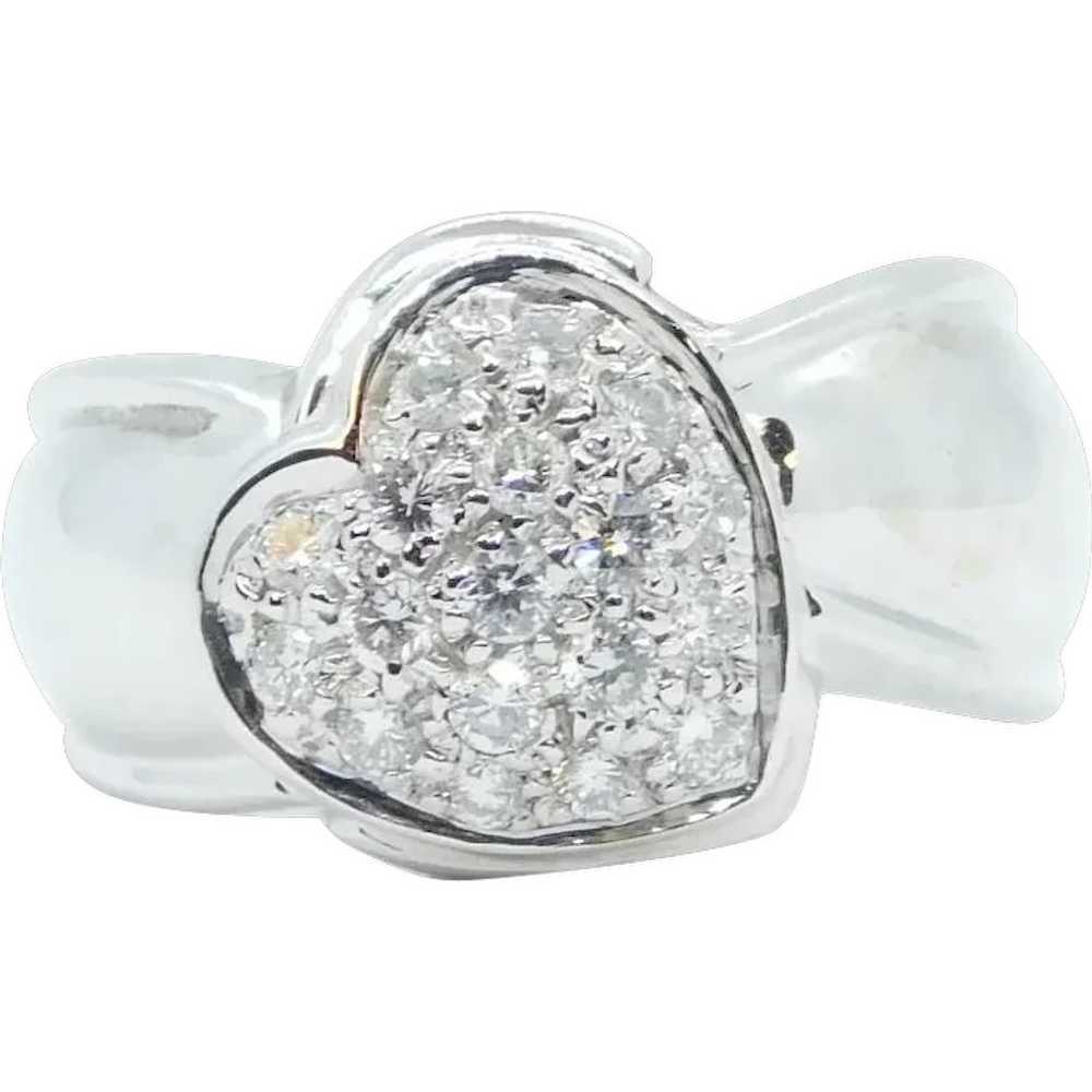 .50 ctw Diamond Pave Heart Ring 18k White Gold - image 1