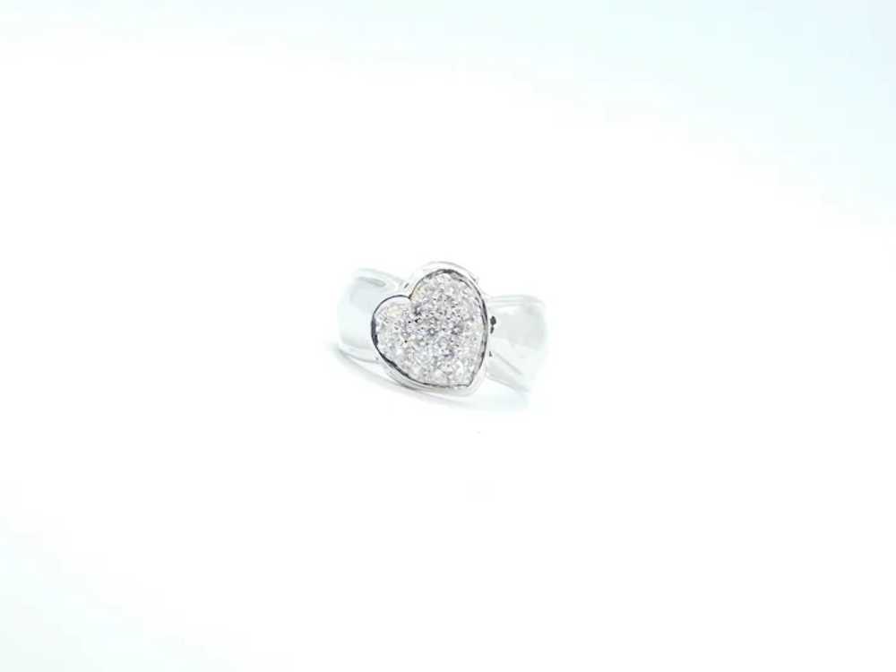 .50 ctw Diamond Pave Heart Ring 18k White Gold - image 3