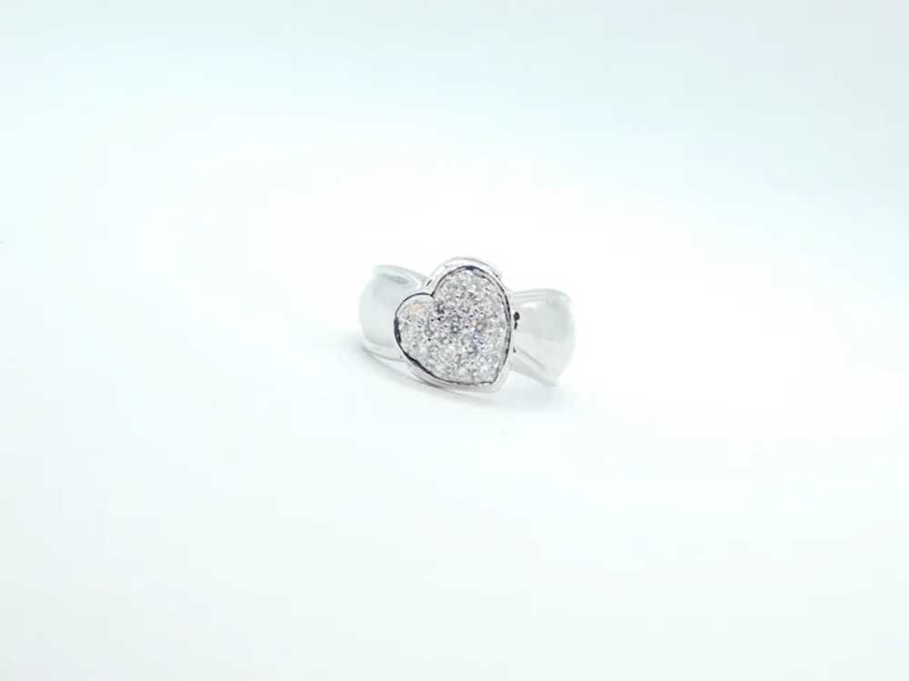 .50 ctw Diamond Pave Heart Ring 18k White Gold - image 4