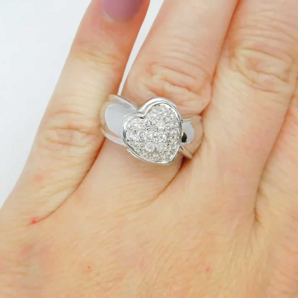 .50 ctw Diamond Pave Heart Ring 18k White Gold - image 7