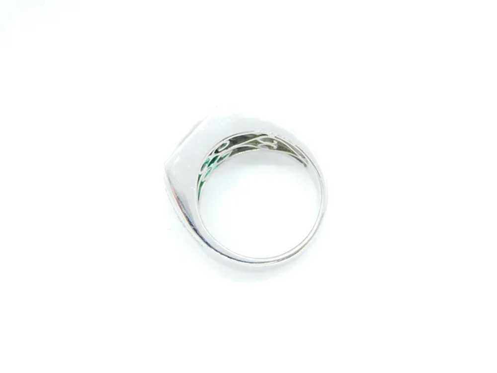 Men's 3.35 ctw Emerald and Diamond Ring 14k White… - image 7