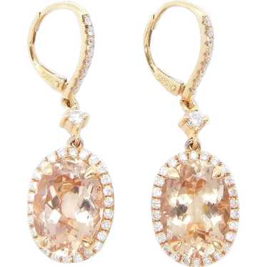 Striking 6.31 ctw Morganite and Diamond Halo Dangl