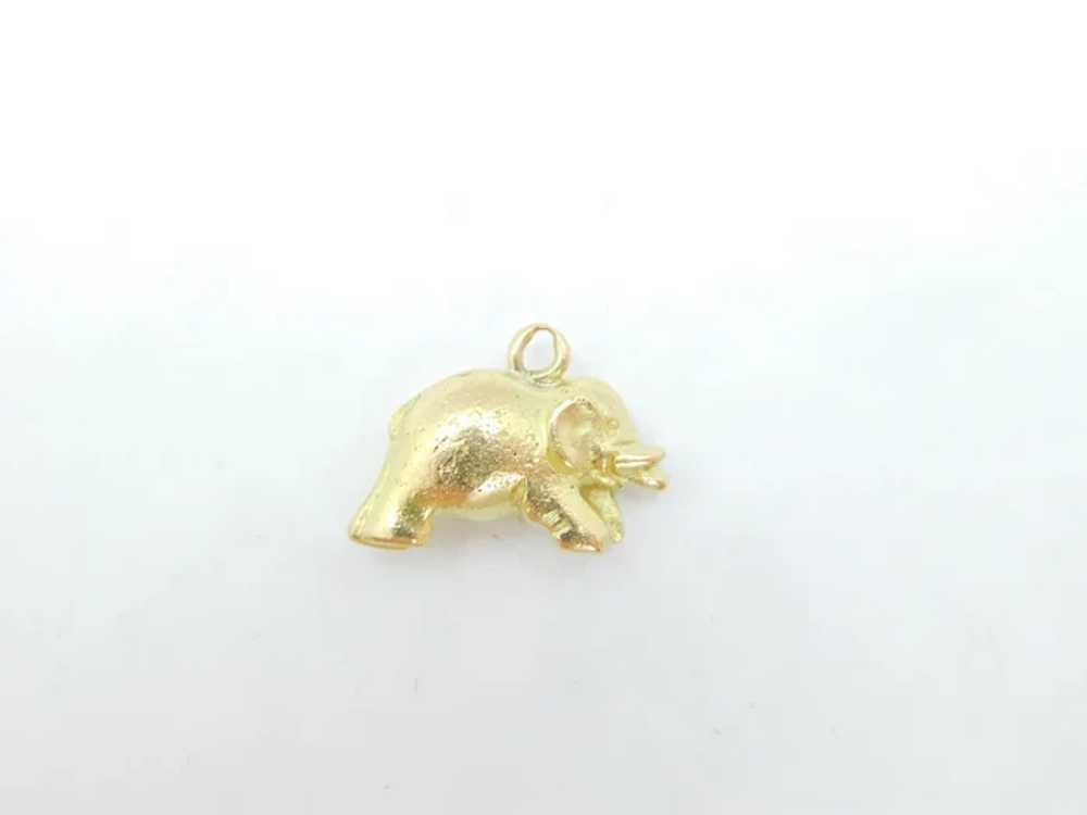 Solid Elephant Charm 14k Yellow Gold - image 2
