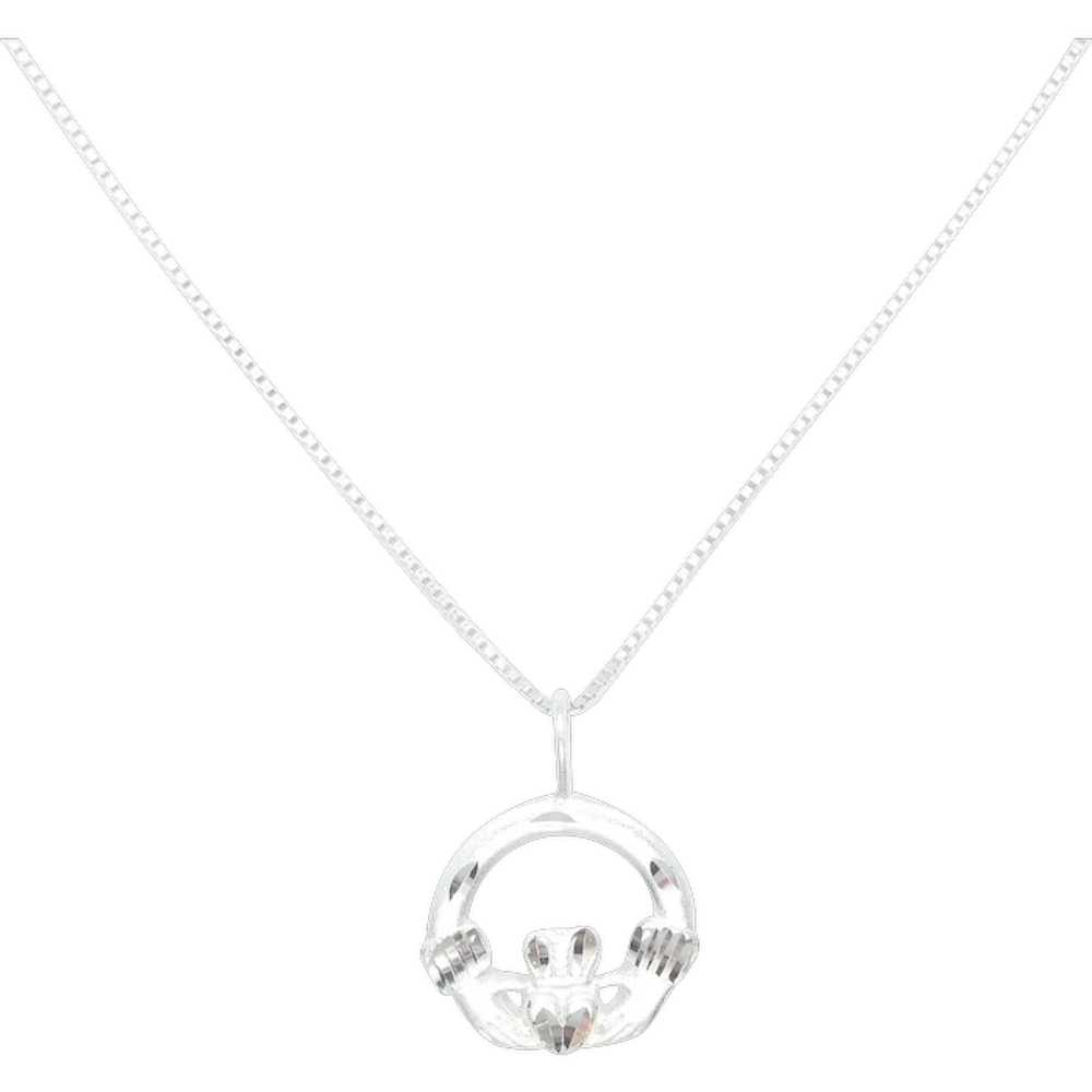 Claddagh Necklace Sterling Silver 18" - image 1