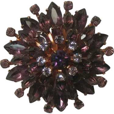 Amethyst Rhinestone Star burst Pin Brooch Dimensi… - image 1