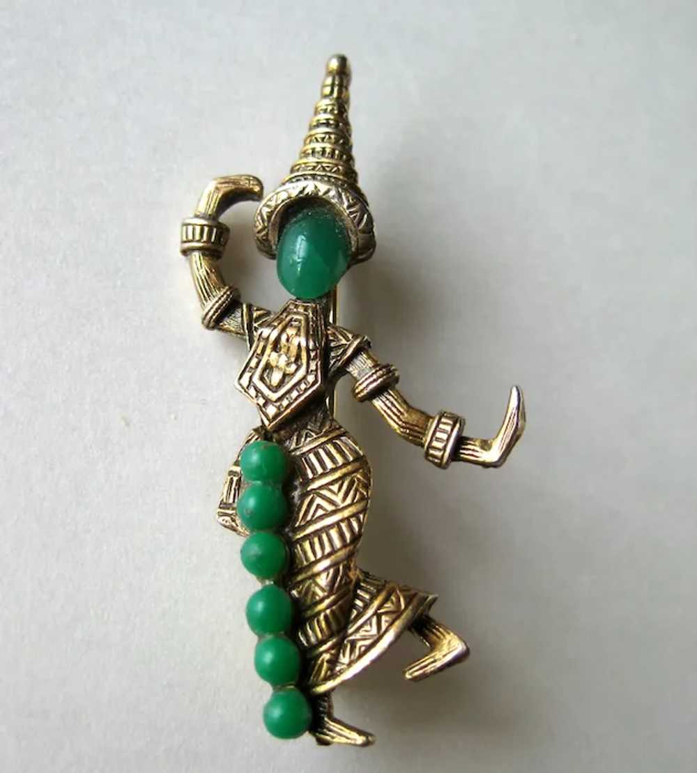 Vintage Female Siamese Dancer Simulated Jade Cabo… - image 3