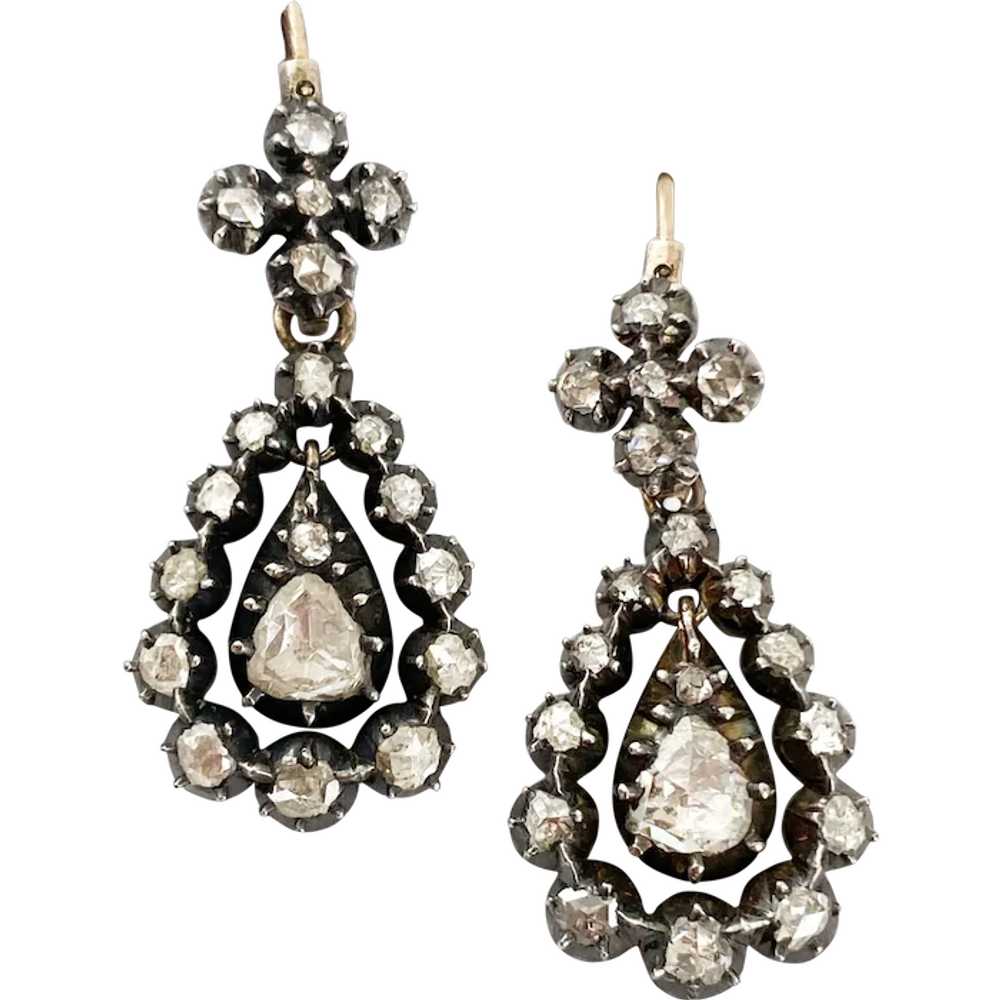 Grand Antique Diamond Georgian Earrings Circa 1830 - image 1