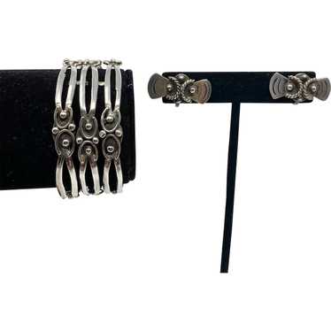 142 Vintage Taxco three-tier silver cuff bracelet… - image 1
