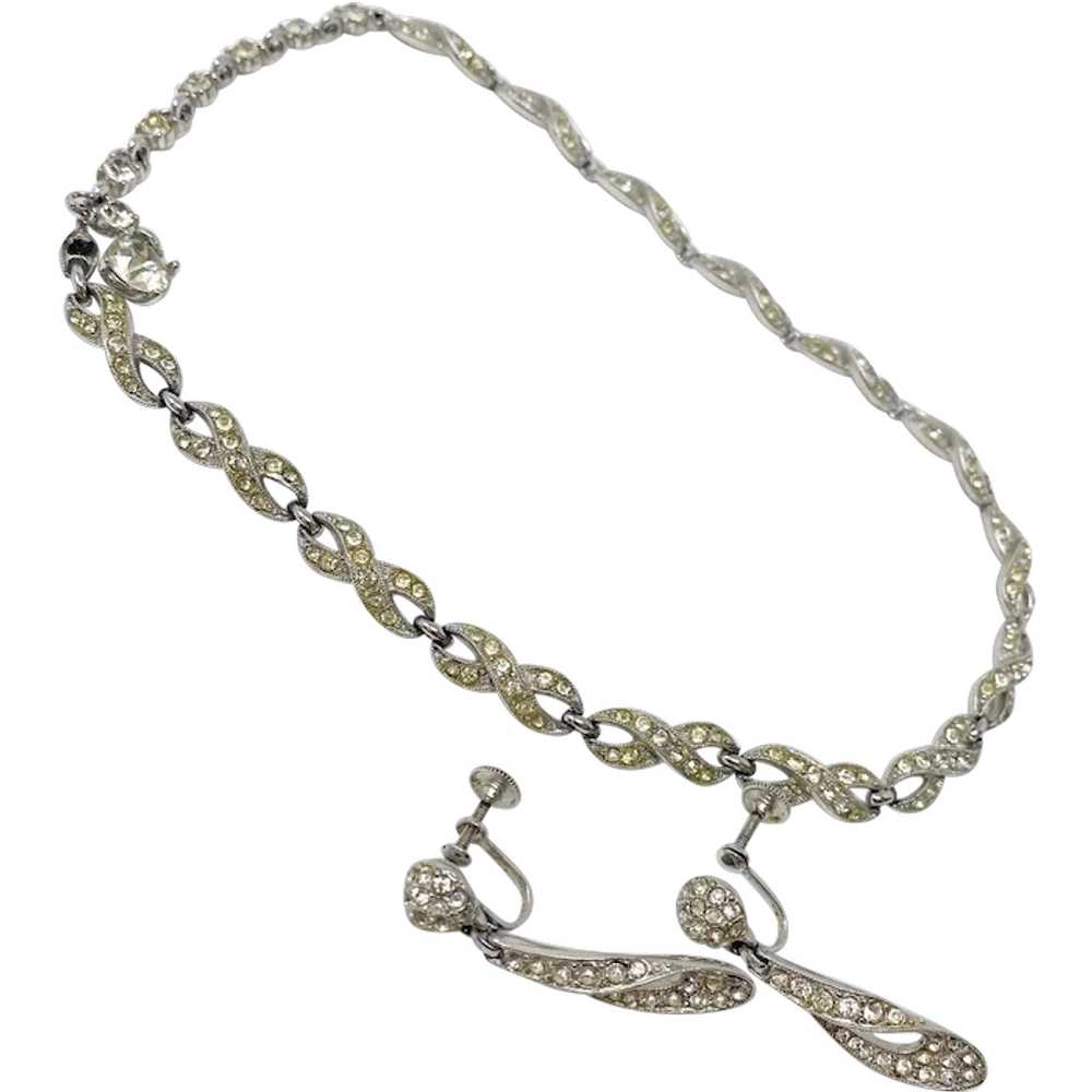 496 Vintage Bogoff rhinestone necklace and earrin… - image 1