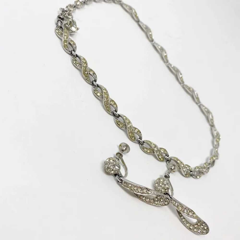 496 Vintage Bogoff rhinestone necklace and earrin… - image 4