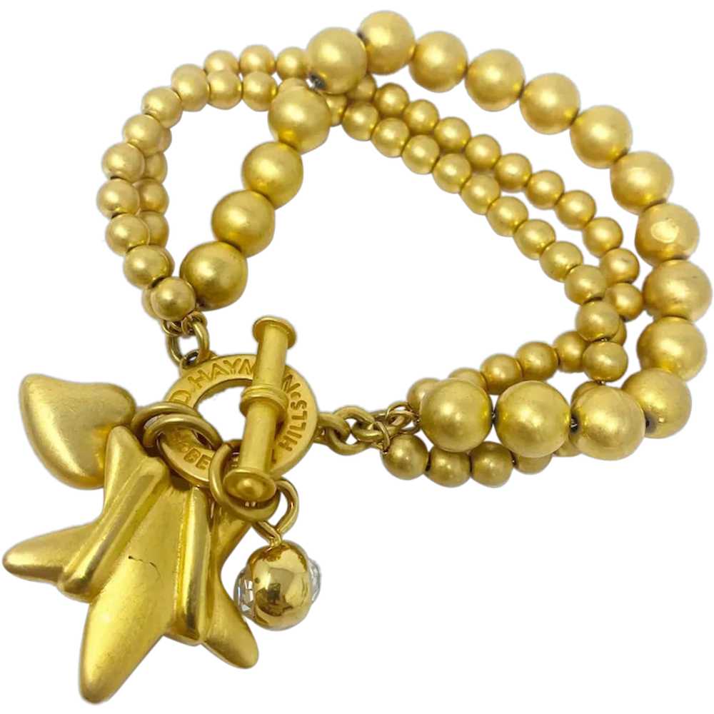 595 vintage Fred Hayman gold colored star beaded … - image 1