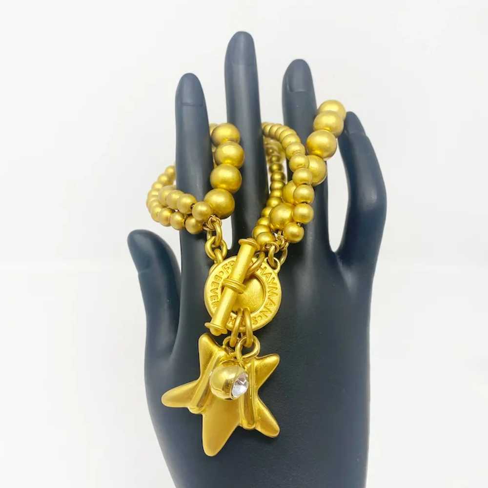 595 vintage Fred Hayman gold colored star beaded … - image 2