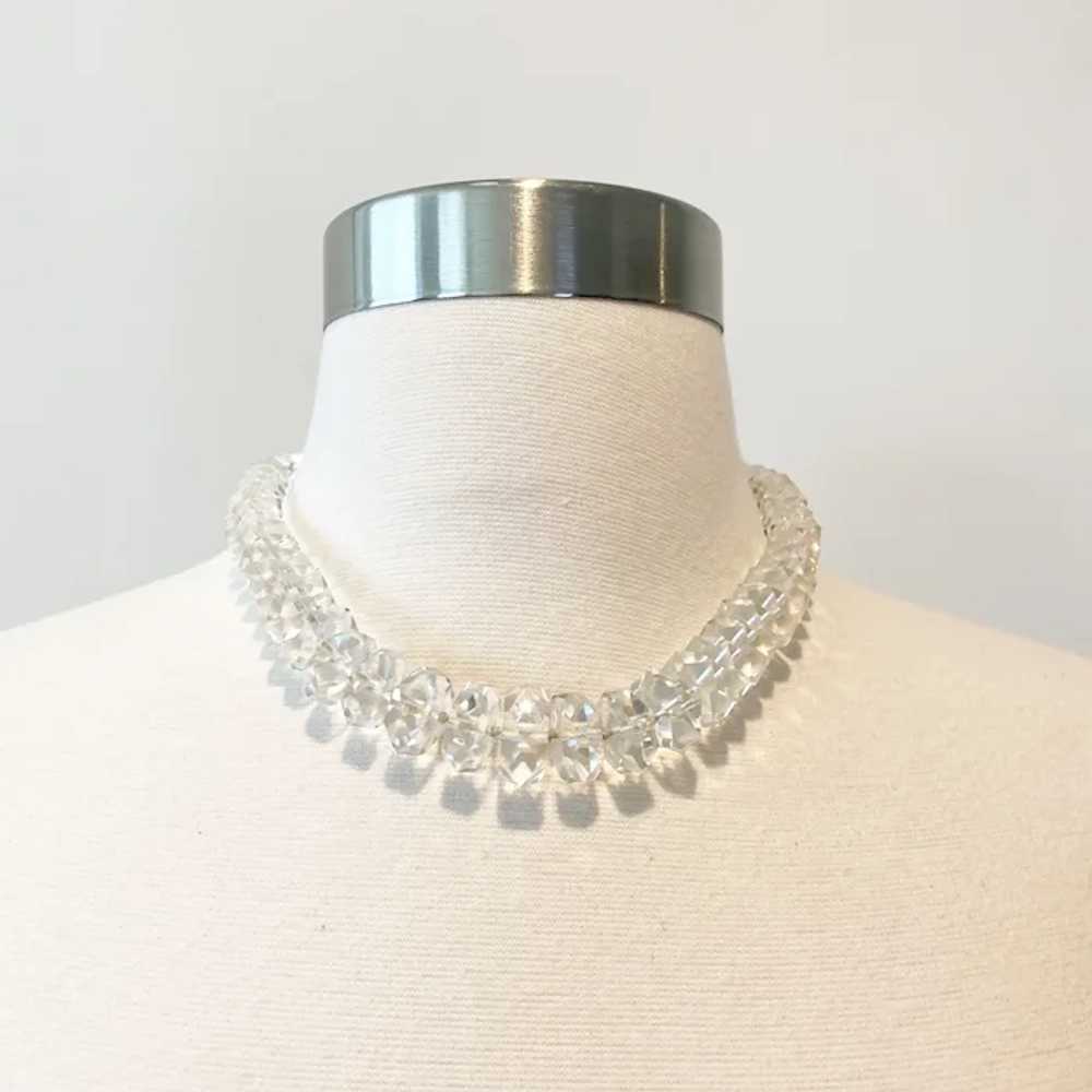 605 Vintage Sterling Faceted Quartz Crystal Ronde… - image 2
