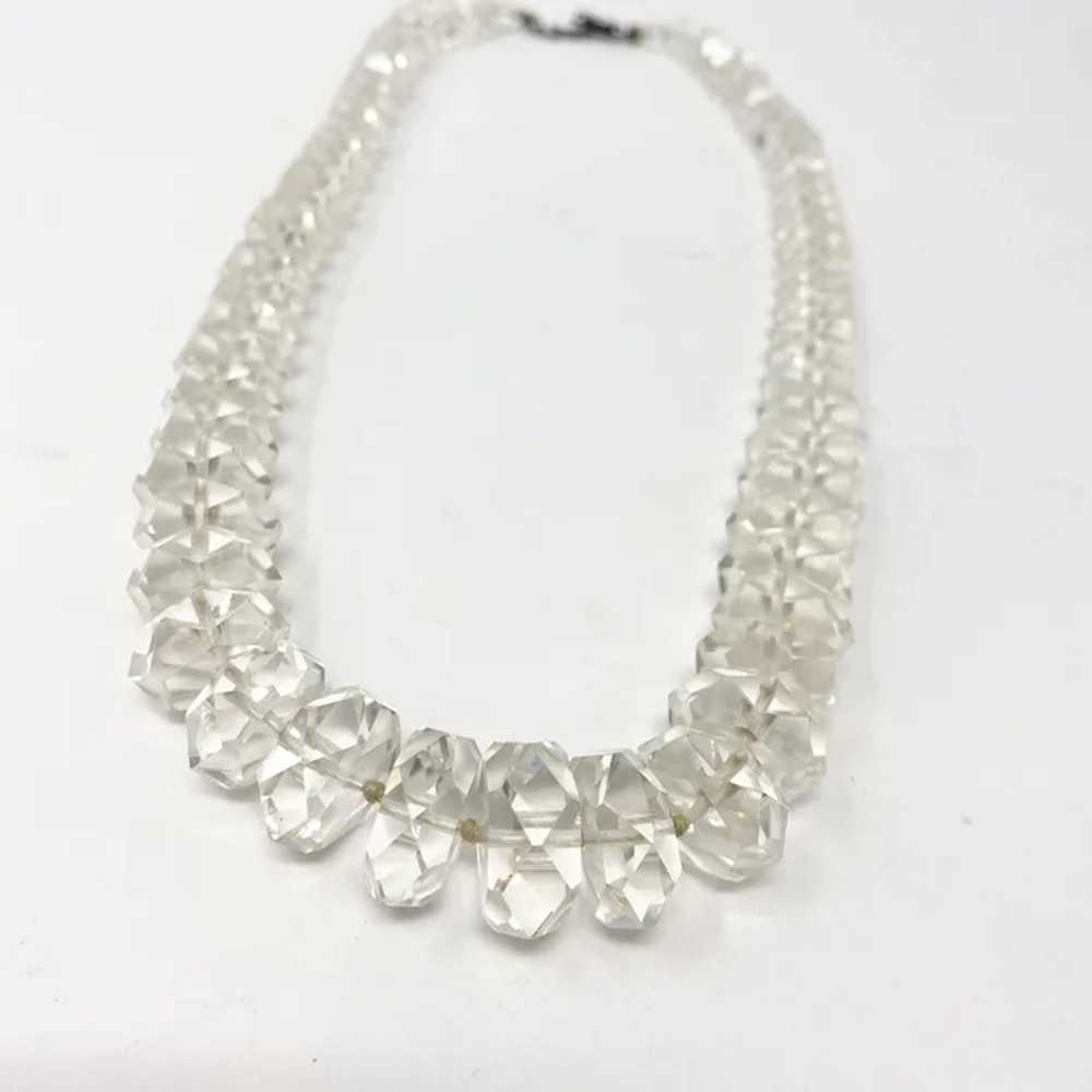 605 Vintage Sterling Faceted Quartz Crystal Ronde… - image 5