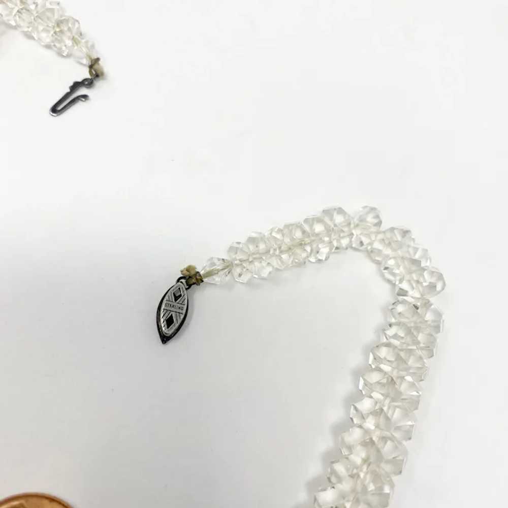 605 Vintage Sterling Faceted Quartz Crystal Ronde… - image 6