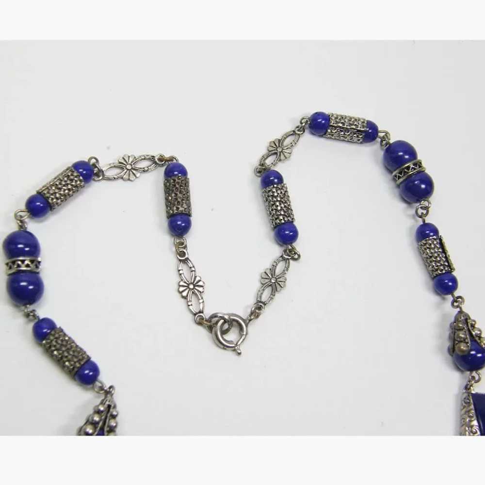 Czech Bracelet & Necklace Set Blue & Silver Color - image 4