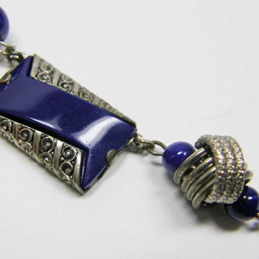 Czech Bracelet & Necklace Set Blue & Silver Color - image 5