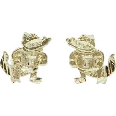 Florida Gator Stud Earrings 14k Yellow Gold