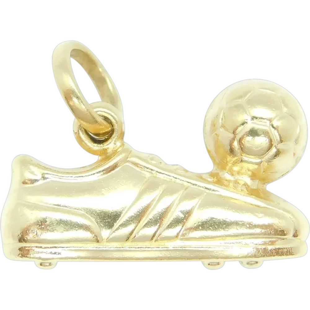 Puff Soccer Cleat and Ball Sports Charm 14k Yello… - image 1