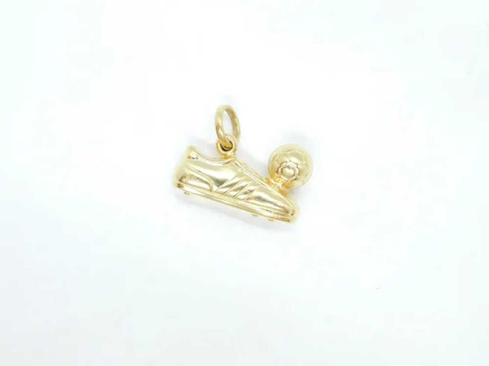 Puff Soccer Cleat and Ball Sports Charm 14k Yello… - image 2