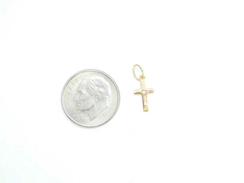 Tiny .005 Carat Diamond Cross Charm / Pendant 14k… - image 3