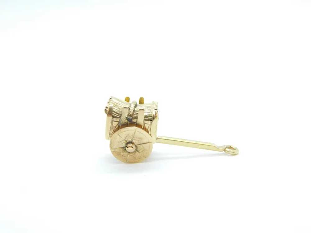 Vintage Hay Cart / Wagon Charm with Moving Wheels… - image 3