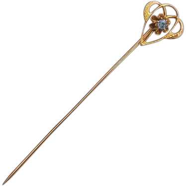 Victorian 10K Gold SAPPHIRE Buttercup Stickpin St… - image 1