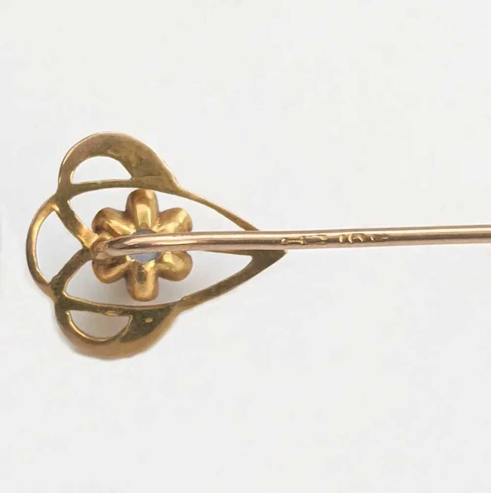 Victorian 10K Gold SAPPHIRE Buttercup Stickpin St… - image 5