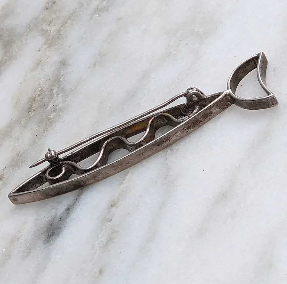 FAB! Mid-Century Modernist Sterling Silver FISH P… - image 3