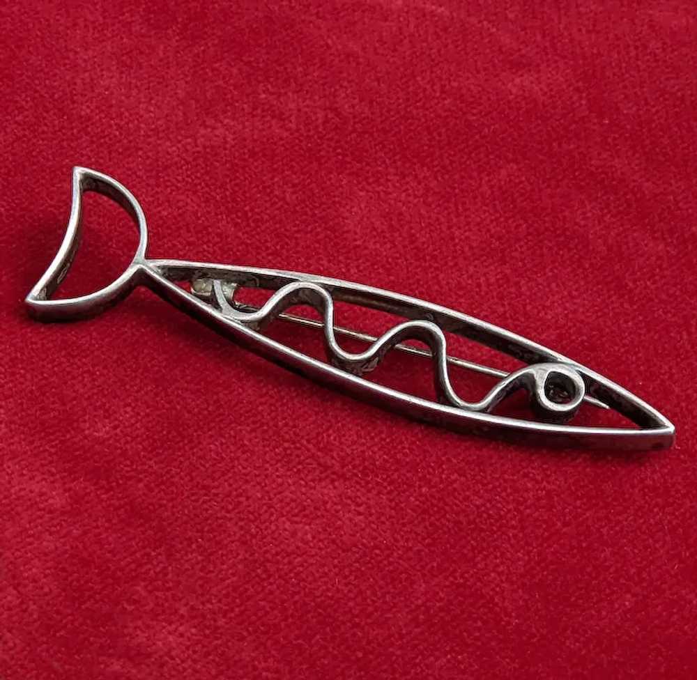 FAB! Mid-Century Modernist Sterling Silver FISH P… - image 5