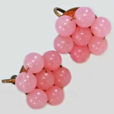 Pink Bead Screw Back Earrings c1930s - image 1