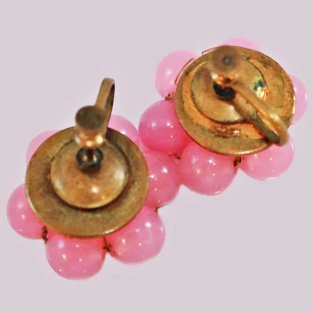 Pink Bead Screw Back Earrings c1930s - image 3
