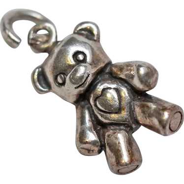 Sterling Silver 3D Teddy Bear Charms c1970s