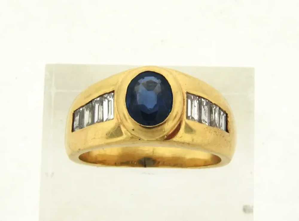 Vintage Oval Sapphire Baguette Diamonds 14K Yello… - image 3