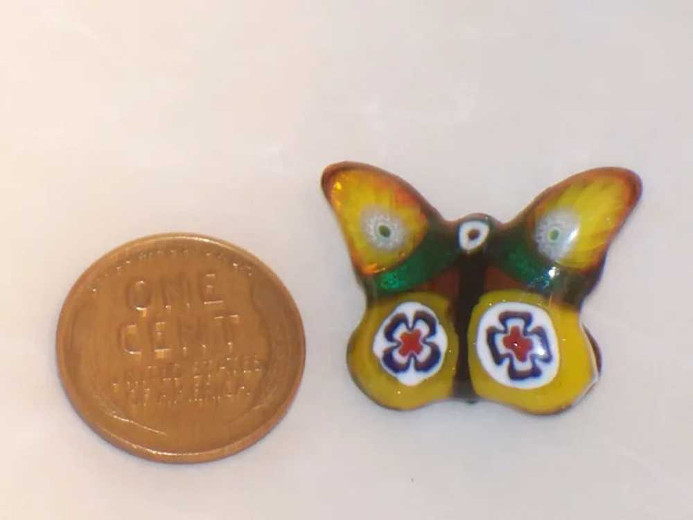 Vintage Tiny Yellow Butterfly Pin Venetian Glass … - image 2