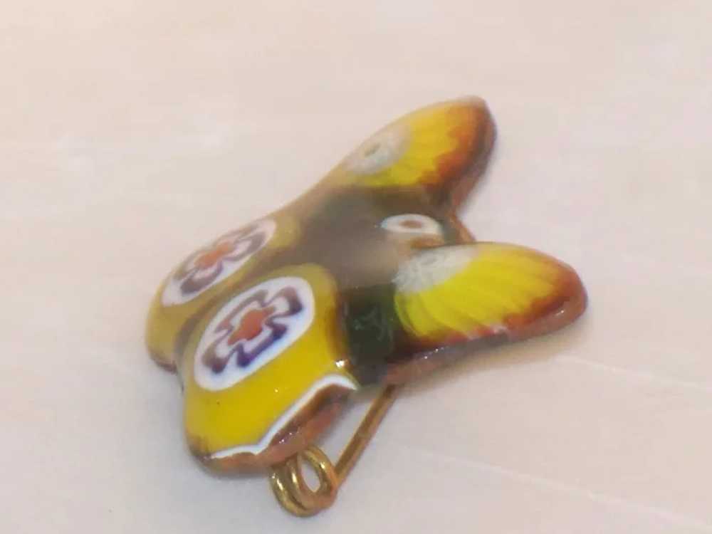 Vintage Tiny Yellow Butterfly Pin Venetian Glass … - image 3