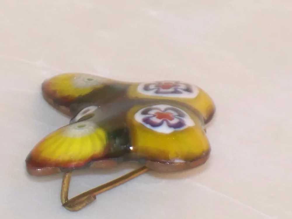 Vintage Tiny Yellow Butterfly Pin Venetian Glass … - image 4