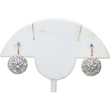 Vintage 14K Gold Cubic Zirconia Drop Earrings - image 1