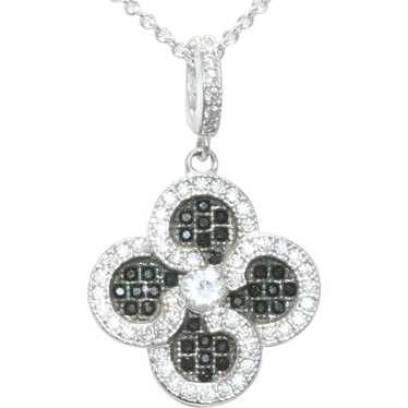 Sterling Silver Black And White Cubic Zirconia Cl… - image 1