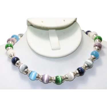 Sterling Silver Cool Tones Fiber Optic Beaded Neck